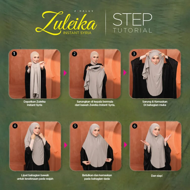 Tutorial cara pakai Tudung Syria